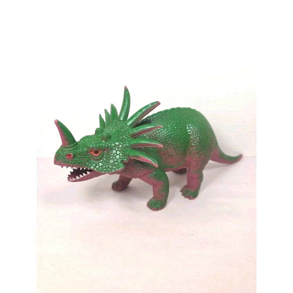 Vintage Dor Mei Styracosaurus Dinosaur Green 12.5
